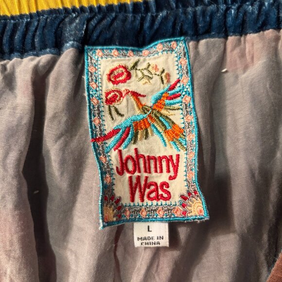 Johnny Was Velvet Floral Wide-Leg Pants • Size L • Boho Luxe - Lightly Worn - Picture 4 of 4